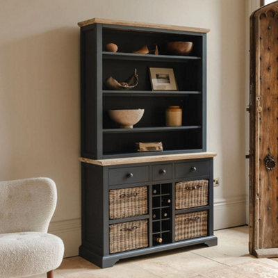 Statement Furniture Florence Navy Blue Display Cabinet With Shelves, Wine Rack And Storage Baskets - image 1
