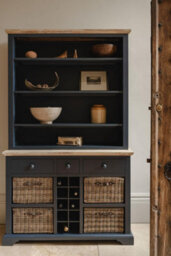 Statement Furniture Florence Navy Blue Display Cabinet With Shelves, Wine Rack And Storage Baskets - thumbnail 2