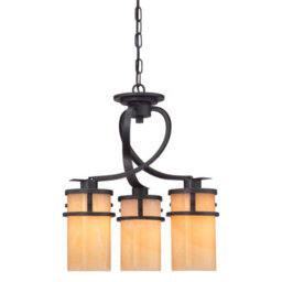 Elegant 3 Bulb Chandelier Pendant Light In Imperial Bronze Finish - thumbnail 1