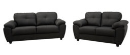 Carlos 3+2 Seater Sofa Set Black Faux Leather