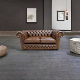 Chesterfield 2 Seater Antique Tan Leather Winchester Sofa In Classic Style - thumbnail 2