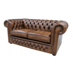 Chesterfield 2 Seater Antique Tan Leather Winchester Sofa In Classic Style - thumbnail 3