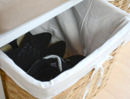Statement Furniture Tetbury White Storage Bench With 2 Natural Wicke Baskets And Brown Cushion - thumbnail 2