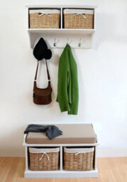 Statement Furniture Tetbury White Storage Bench With 2 Natural Wicke Baskets And Brown Cushion - thumbnail 6