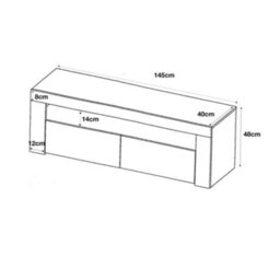Furneo White Tv Stand 145Cm Unit Cabinet Matt & High Gloss Clifton 13 Blue Led Lights - thumbnail 3