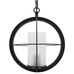 Long Life Lamps Company Industrial 3 Ring Ceiling Pendant Light Black Metal Chain Suspended Frosted Glass Lamp Shade K441 - thumbnail 3