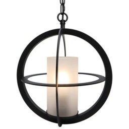 Long Life Lamps Company Industrial 3 Ring Ceiling Pendant Light Black Metal Chain Suspended Frosted Glass Lamp Shade K441 - thumbnail 1