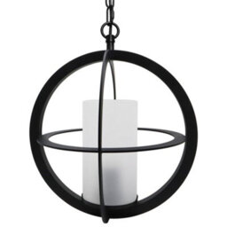 Long Life Lamps Company Industrial 3 Ring Ceiling Pendant Light Black Metal Chain Suspended Frosted Glass Lamp Shade K441 - thumbnail 4