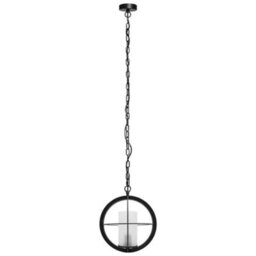 Long Life Lamps Company Industrial 3 Ring Ceiling Pendant Light Black Metal Chain Suspended Frosted Glass Lamp Shade K441 - thumbnail 5