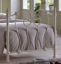 Save On Goods UK 3Ft Single  Ivory Cream White Metal Tubular Bed Frame,traditional,ornate,curved,victorian - thumbnail 2