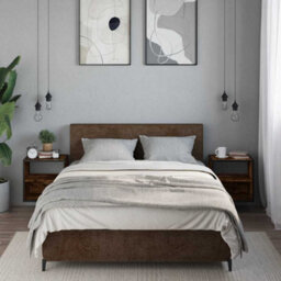 Berkfield Wall-Mounted Bedside Cabinets 2 Pcs Smoked Oak 40X31X39.5 Cm - thumbnail 3