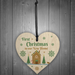 Red Ocean First Christmas In New Home Christmas Tree Decoration Wood Heart Bauble Couple Gift - thumbnail 2