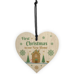 Red Ocean First Christmas In New Home Christmas Tree Decoration Wood Heart Bauble Couple Gift - thumbnail 5