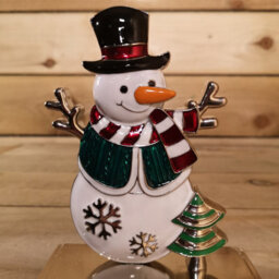 Samuel Alexander 17 Cm Snowman In A Top Hat And Scarf And Festive Christmas Tree Stocking Hanger In Colour - thumbnail 3