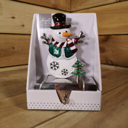 Samuel Alexander 17 Cm Snowman In A Top Hat And Scarf And Festive Christmas Tree Stocking Hanger In Colour - thumbnail 2