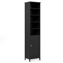 Costway Bathroom Tall Cabinet Slim Freestanding Storage Organizer-Black - thumbnail 9