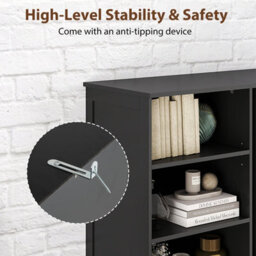 Costway Bathroom Tall Cabinet Slim Freestanding Storage Organizer-Black - thumbnail 5