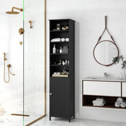 Costway Bathroom Tall Cabinet Slim Freestanding Storage Organizer-Black - thumbnail 4