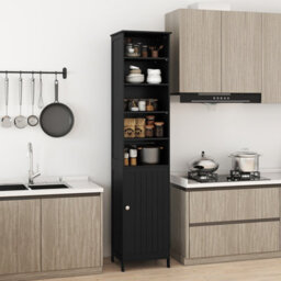 Costway Bathroom Tall Cabinet Slim Freestanding Storage Organizer-Black - thumbnail 3