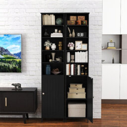 Costway Bathroom Tall Cabinet Slim Freestanding Storage Organizer-Black - thumbnail 6