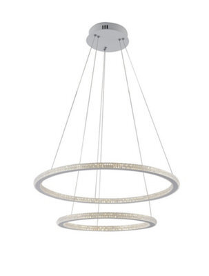 Luminosa Lighting Luminosa Bryant Led 2 Ring Pendant Ceiling Light White 3555Lm 3000K 60X2+40X2Cm - image 1