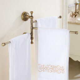 Pepte Bathroom Rotatable Towel Bar Triple Straight Rail 3-Tier Hanger Antique Brass - thumbnail 3