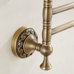 Pepte Bathroom Rotatable Towel Bar Triple Straight Rail 3-Tier Hanger Antique Brass - thumbnail 4