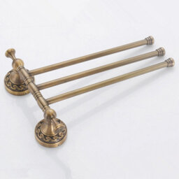 Pepte Bathroom Rotatable Towel Bar Triple Straight Rail 3-Tier Hanger Antique Brass - thumbnail 5