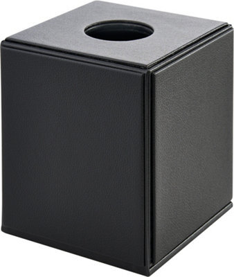 Corby of Windsor Corby Highland Hotel Collection Cube Tissue Box Holder In Black Pu Leather - image 1