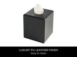 Corby of Windsor Corby Highland Hotel Collection Cube Tissue Box Holder In Black Pu Leather - thumbnail 5