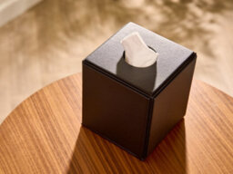 Corby of Windsor Corby Highland Hotel Collection Cube Tissue Box Holder In Black Pu Leather - thumbnail 2
