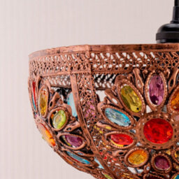 Valuelights Samia Moroccan Bazaar Style Bronze Uplighter Easy Fit Ceiling Light Shade With Multi Coloured Jewels (D)34Cm - thumbnail 3