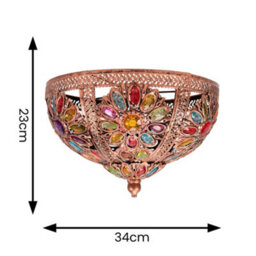 Valuelights Samia Moroccan Bazaar Style Bronze Uplighter Easy Fit Ceiling Light Shade With Multi Coloured Jewels (D)34Cm - thumbnail 7