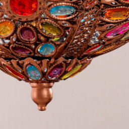 Valuelights Samia Moroccan Bazaar Style Bronze Uplighter Easy Fit Ceiling Light Shade With Multi Coloured Jewels (D)34Cm - thumbnail 4