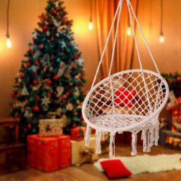 Decorative Macrame Rope Swing Chair Hanging Hammock Style Seat For Garden Patio Or Indoor Lounging - thumbnail 8