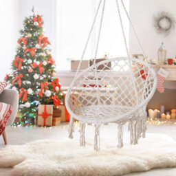 Decorative Macrame Rope Swing Chair Hanging Hammock Style Seat For Garden Patio Or Indoor Lounging - thumbnail 3