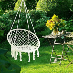 Decorative Macrame Rope Swing Chair Hanging Hammock Style Seat For Garden Patio Or Indoor Lounging - thumbnail 2
