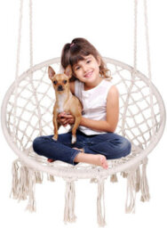 Decorative Macrame Rope Swing Chair Hanging Hammock Style Seat For Garden Patio Or Indoor Lounging - thumbnail 5