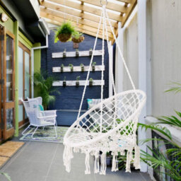 Decorative Macrame Rope Swing Chair Hanging Hammock Style Seat For Garden Patio Or Indoor Lounging - thumbnail 4