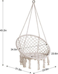 Decorative Macrame Rope Swing Chair Hanging Hammock Style Seat For Garden Patio Or Indoor Lounging - thumbnail 6