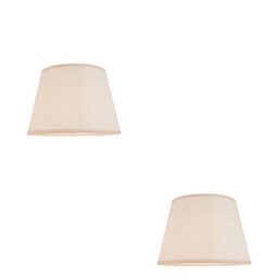Loops Elegant 2 Pack Of 35Cm Vintage White Tapered Lamp Shades With Almond Edge - thumbnail 1