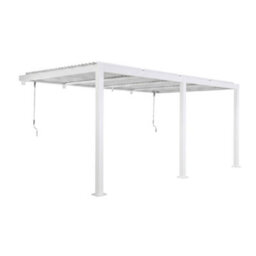Sweeek - Lean To Pergola With Louvered Roof Aluminium 4 X 3M Palace White - thumbnail 2
