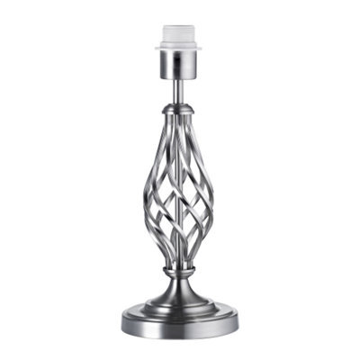 Happy Homewares Traditional Brushed Satin Nickel Table Lamp Base With Twist Metal Stem Design - image 1