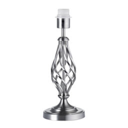 Happy Homewares Traditional Brushed Satin Nickel Table Lamp Base With Twist Metal Stem Design - thumbnail 1