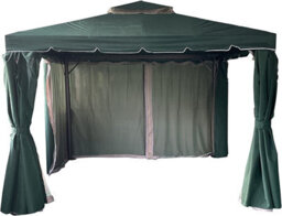 Shatchi 3Mx4M Garden Gazebo With Curtains & Mosquito Netting - Heavy-Duty Aluminium Frame, Waterproof Double Roof - thumbnail 3
