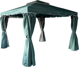Shatchi 3Mx4M Garden Gazebo With Curtains & Mosquito Netting - Heavy-Duty Aluminium Frame, Waterproof Double Roof - thumbnail 9