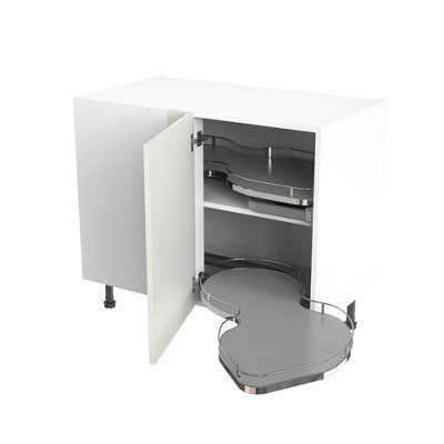 Kitchen Kit Base Unit Blind Corner With Pull Out Right 1000mm W/ Shaker Cabinet Door - Ultra Matt White - image 1