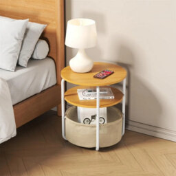 Natural 3-Tier Side Table W/ Removable Basket - thumbnail 4