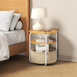 Natural 3-Tier Side Table W/ Removable Basket - thumbnail 3