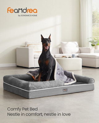 LEDREM Orthopedic Dog Bed, Dog Sofa With Sides, Removable Washable Cover, 120 X 85 X 20 Cm, Non-Slip Bottom, Light Grey - image 1